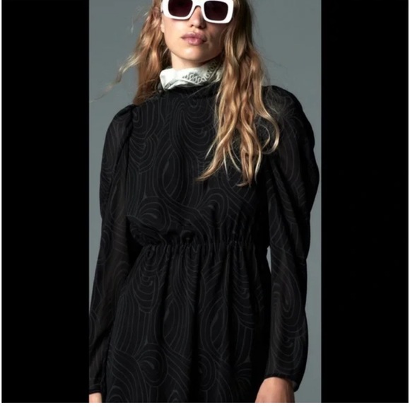 NWOT Zara Blue Printed Mini Dress - Picture 2 of 7